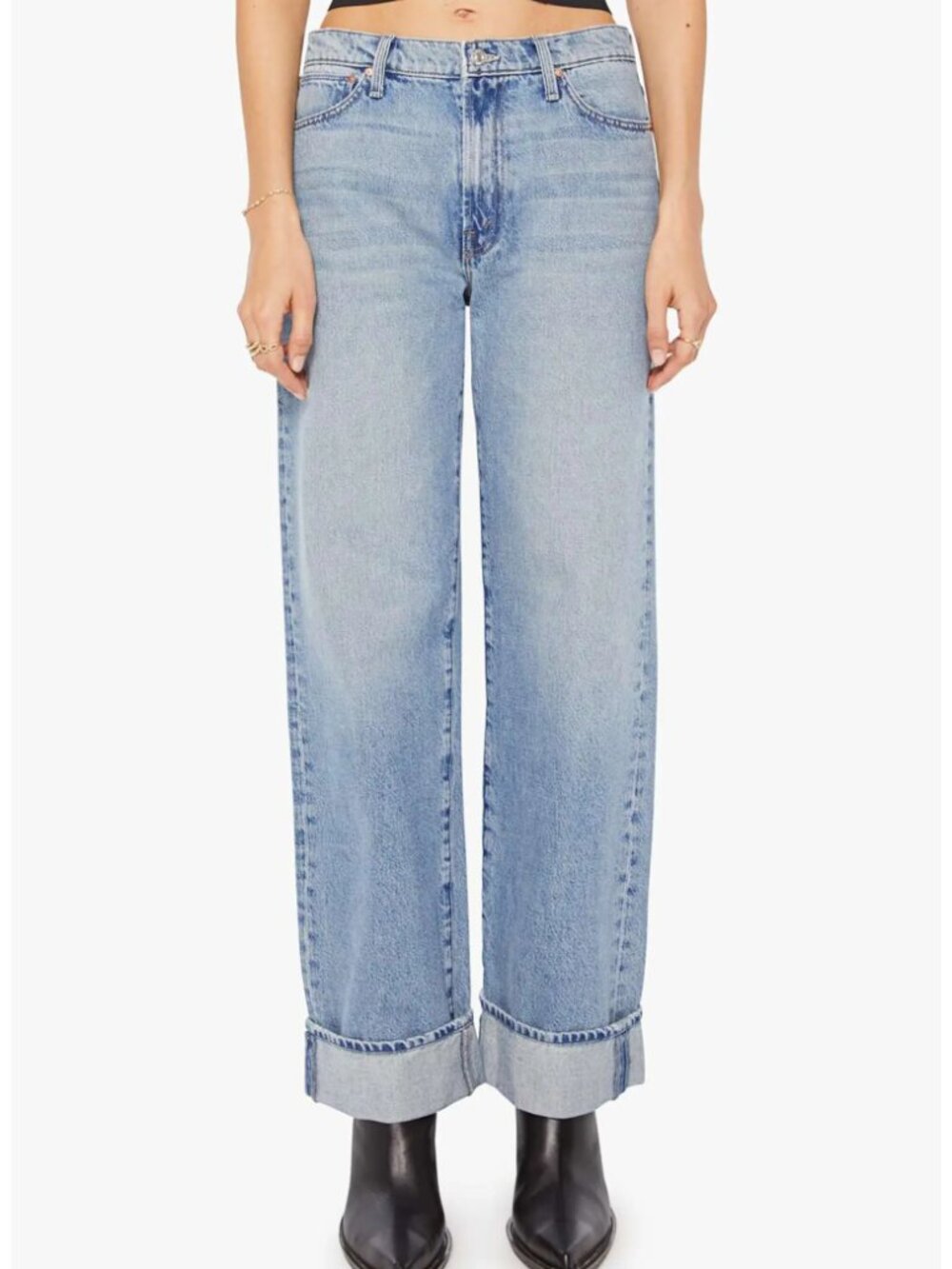 MOTHER The Dodger Skimp High Waist Cuffed Hem Wide Leg Jeans Leap of Faith Sz 31